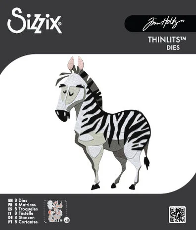 664430 Sizzix Tim Holtz die Thinlits Colorize Die Winifred (8pcs) by Tim Holtz zebra dyr