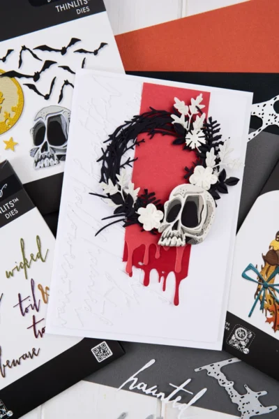 667235 Sizzix Vault Thinlits Die Set Moonlight Scare by Tim Holtz 25pcs skelethoved flagermus måne stjerner halloween